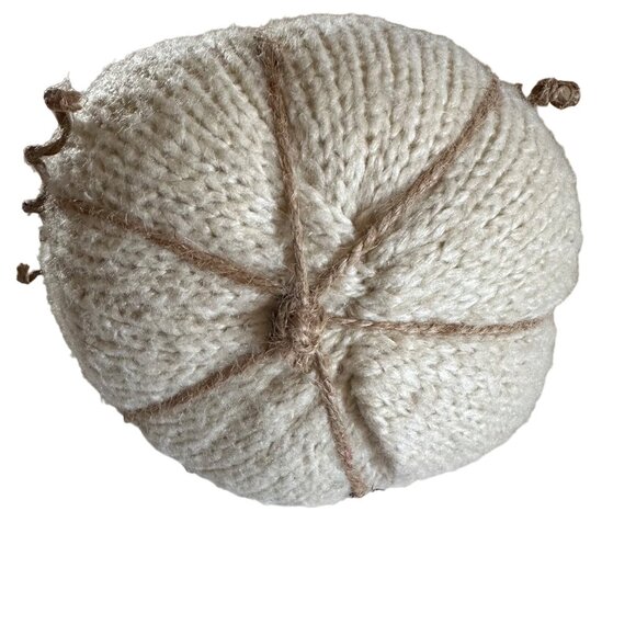 Pumpkin Knit White Handmade Fall Halloween Decoration Autum Neutral Cottage Styl - Picture 6 of 8